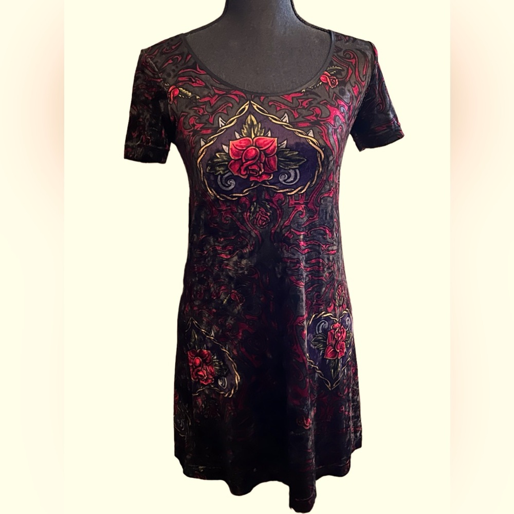BETSY JOHNSTON NEW YORK Snakeskin velvet dress